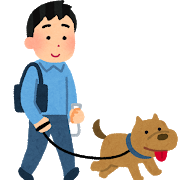 犬の散歩をする男性