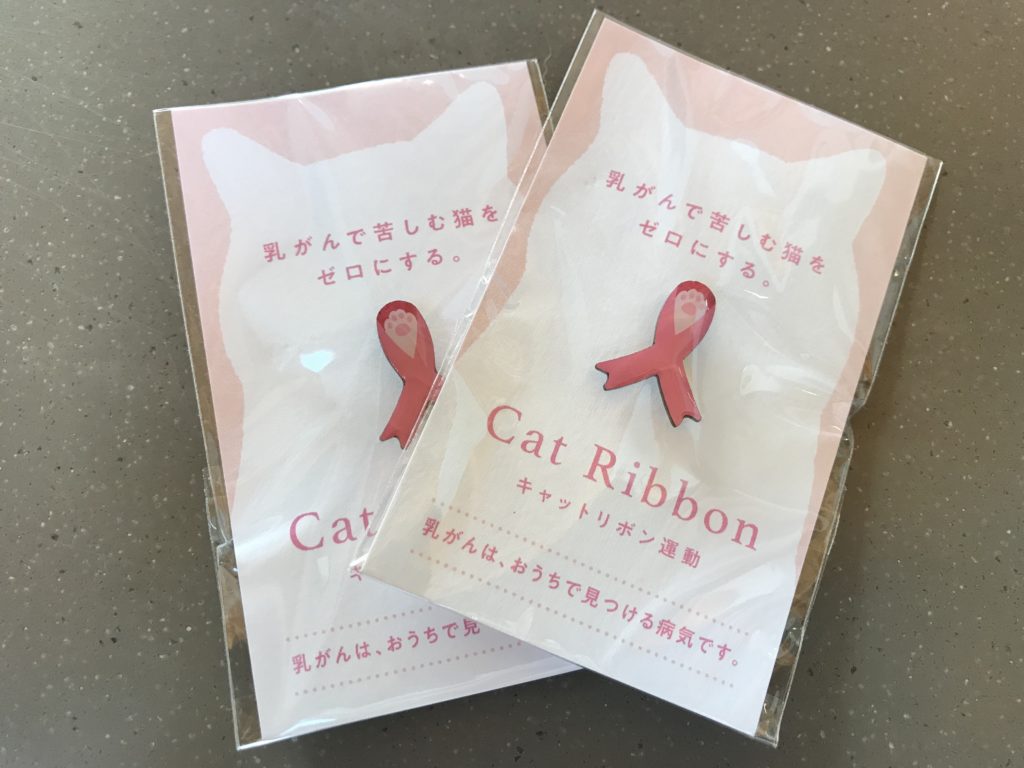 キャットリボン運動のピンバッジ