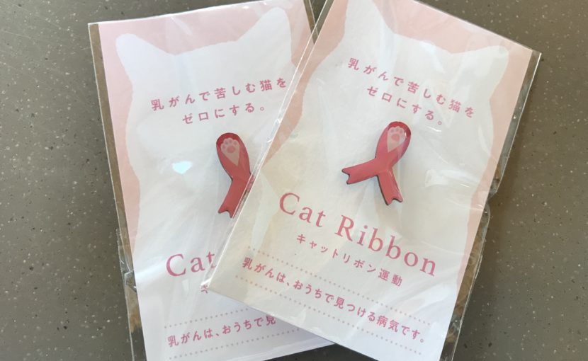 キャットリボン運動のピンバッジ