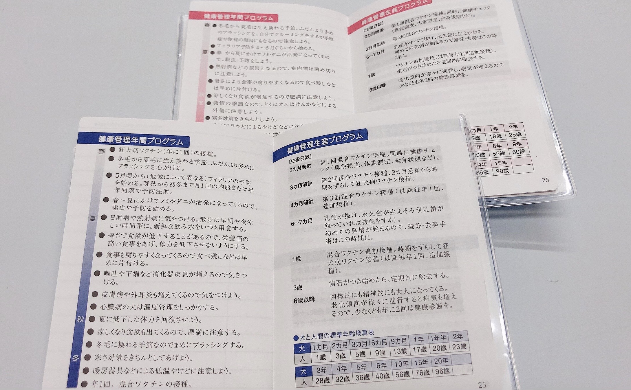 ペットの健康管理台帳の年間プログラム
