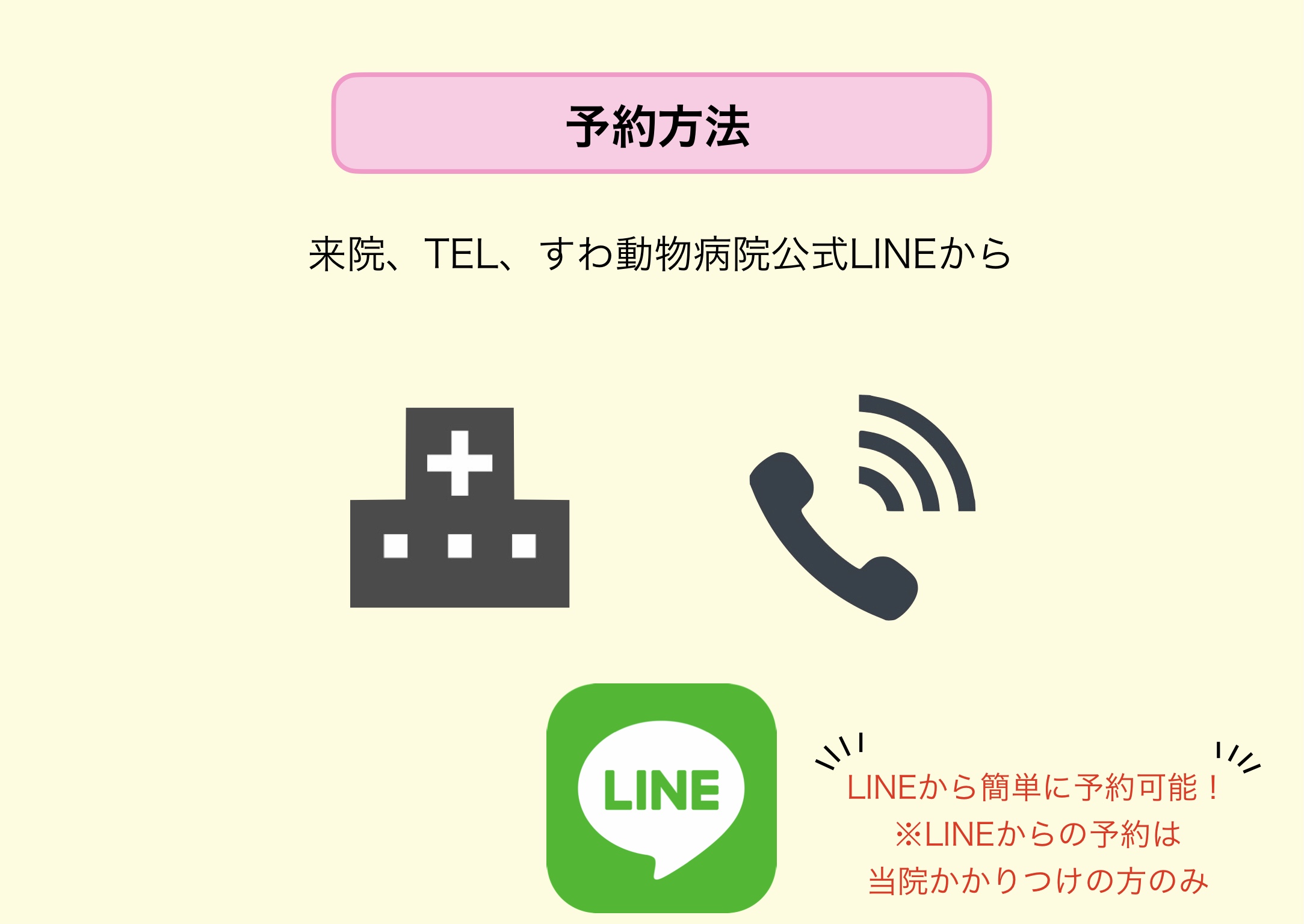 すわ動物病院の予約方法