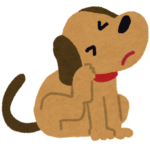 耳をかく犬のイラスト